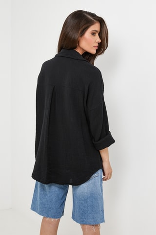 Chemisier en lin - Noir