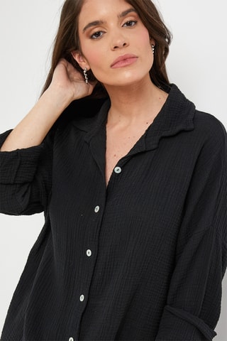 Chemisier en lin - Noir