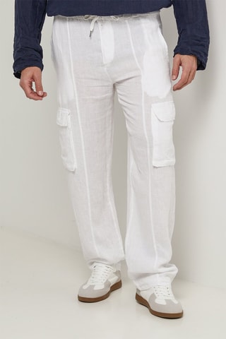 Pantalon cargo en lin - Blanc