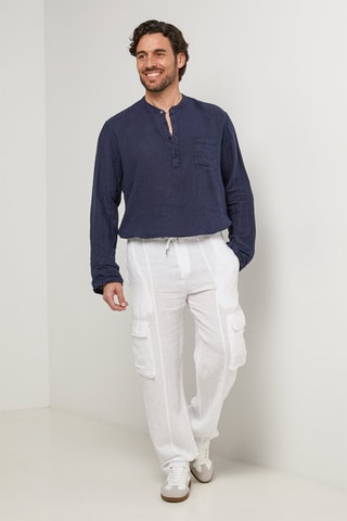 Pantalon cargo en lin - Blanc