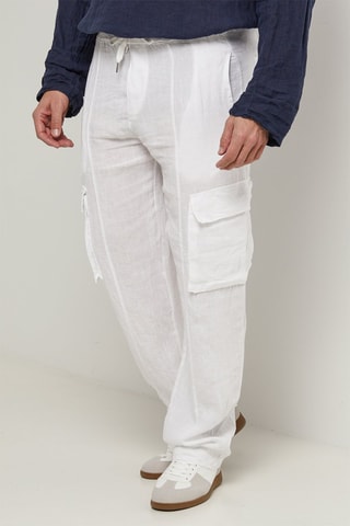Pantalon cargo en lin - Blanc