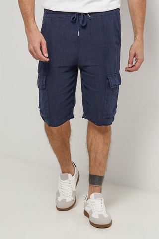 Short en lin - Bleu marine