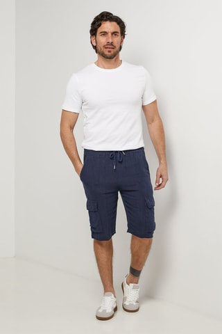 Short en lin - Bleu marine