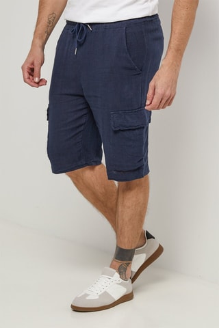 Short en lin - Bleu marine