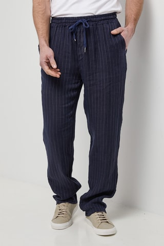 Pantalon en lin - Bleu marine