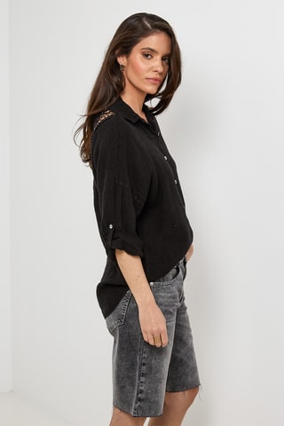 Chemisier en lin - Noir