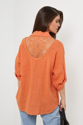 Chemisier en lin - Orange