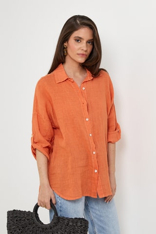 Chemisier en lin - Orange