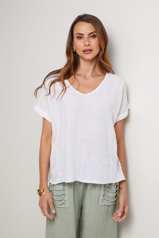 Top en lin - Blanc