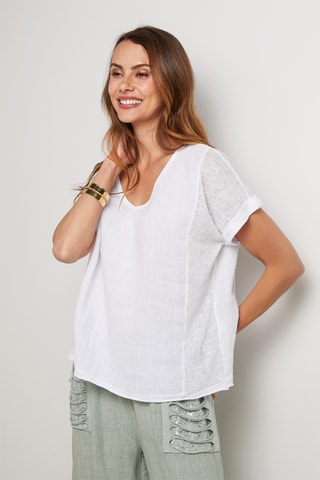 Top en lin - Blanc