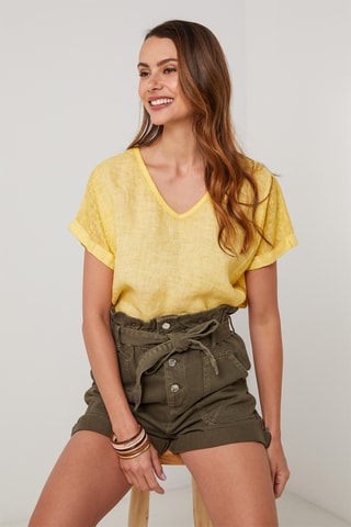 Top en lin - Jaune