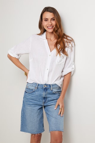 Chemisier en lin - Blanc