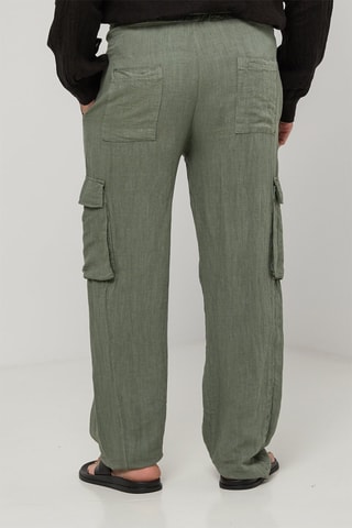 Pantalon cargo en lin - Kaki