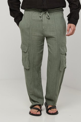 Pantalon cargo en lin - Kaki