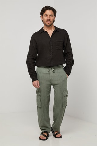 Pantalon cargo en lin - Kaki