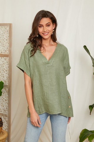 Blouse en lin - Kaki
