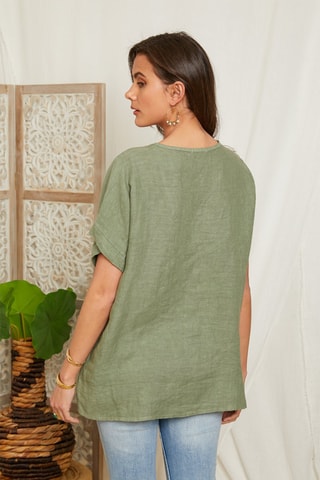 Blouse en lin - Kaki