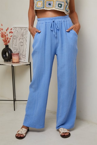 Pantalon large en lin - Indigo