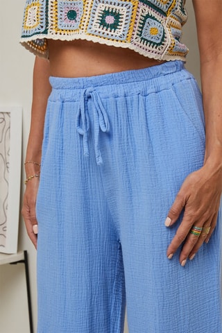 Pantalon large en lin - Indigo