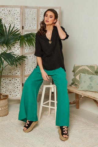 Blouse en lin - Noir