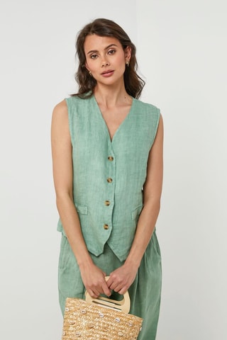 Gilet en lin sans manches - Vert
