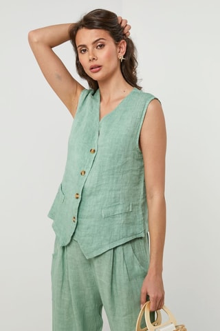 Gilet en lin sans manches - Vert