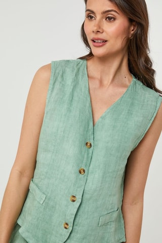 Gilet en lin sans manches - Vert