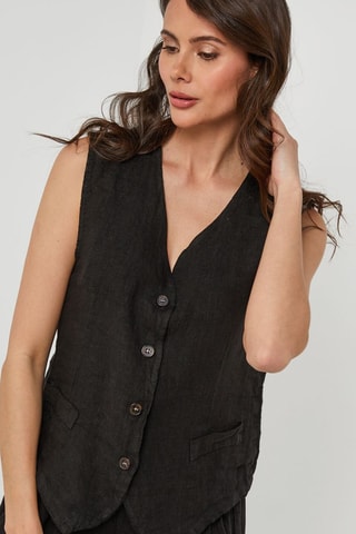 Gilet en lin sans manches - Noir