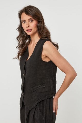 Gilet en lin sans manches - Noir