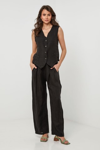 Gilet en lin sans manches - Noir