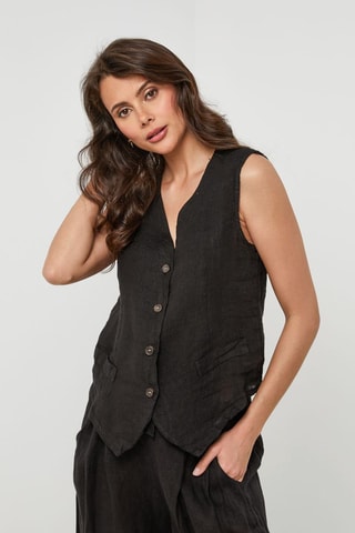Gilet en lin sans manches - Noir