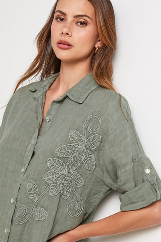 Chemisier en lin - Kaki