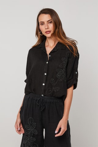 Chemisier en lin - Noir