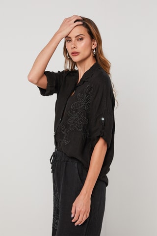 Chemisier en lin - Noir
