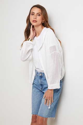 Gilet en lin à capuche - Blanc