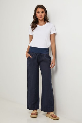 Pantalon en lin - Bleu marine