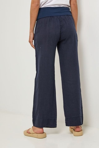 Pantalon en lin - Bleu marine