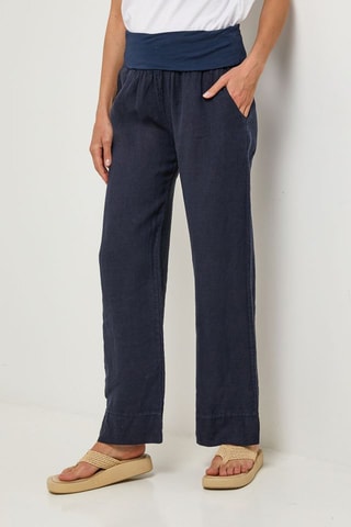 Pantalon en lin - Bleu marine