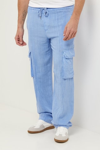 Pantalon cargo en lin - Indigo