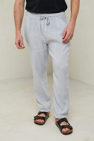 Pantalon droit en lin - Gris clair