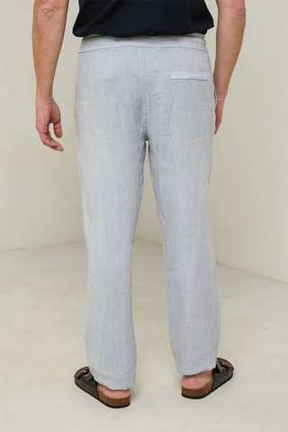 Pantalon droit en lin - Gris clair