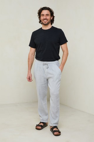 Pantalon droit en lin - Gris clair