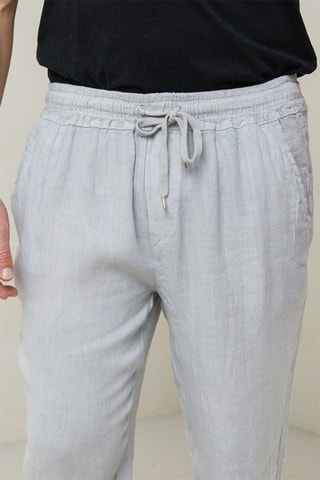 Pantalon droit en lin - Gris clair