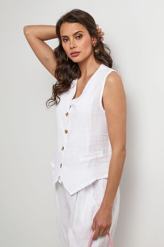 Gilet en lin sans manches - Blanc