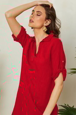 Robe droite en lin - Rouge