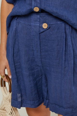 Short en lin - Bleu marine