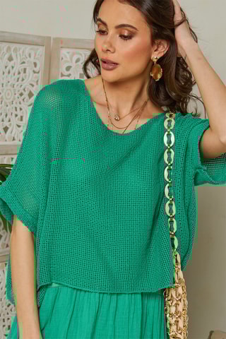 Robe midi trompe-l'œil - Vert