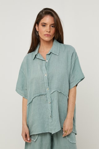 Chemisier en lin - Vert
