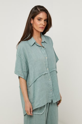 Chemisier en lin - Vert