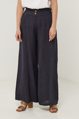 Pantalon en lin - Bleu marine